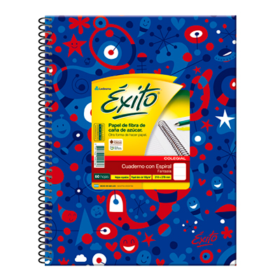 100790 LEDESMA                                                      | CUADERNO ESPIRAL 21X27 ÉXITO E7 TAPA DURA FANTASIA 60H RY - CAJA X 30                                                                                                                                                                                     