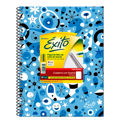 100790 LEDESMA                                                      | CUADERNO ESPIRAL 21X27 ÉXITO E7 TAPA DURA FANTASIA 60H RY - CAJA X 30                                                                                                                                                                                     