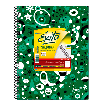 100790 LEDESMA                                                      | CUADERNO ESPIRAL 21X27 ÉXITO E7 TAPA DURA FANTASIA 60H RY - CAJA X 30                                                                                                                                                                                     