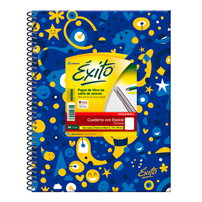 100790 LEDESMA                                                      | CUADERNO ESPIRAL 21X27 ÉXITO E7 TAPA DURA FANTASIA 60H RY - CAJA X 30                                                                                                                                                                                     