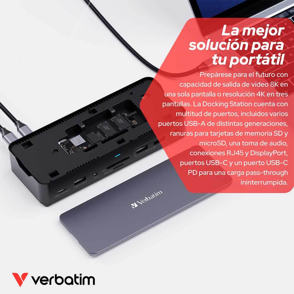 32174 VERBATIM                                                     | USB-C PRO DOCKING STATION 15 PORT INCLUYE SSD CDS-15SSD-C Host                                                                                                                                                                                            