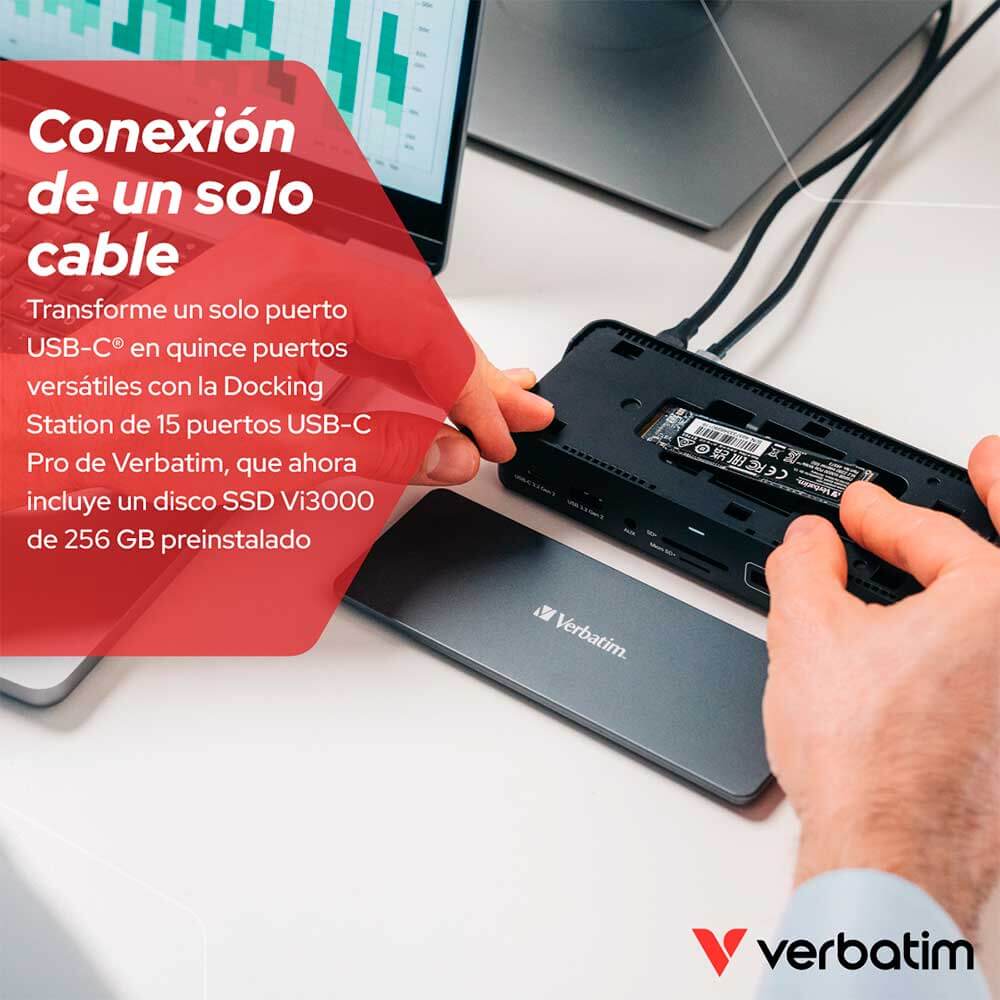 32174 VERBATIM                                                     | USB-C PRO DOCKING STATION 15 PORT INCLUYE SSD CDS-15SSD-C Host                                                                                                                                                                                            