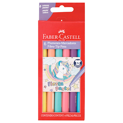 555303 FABER                                                        | MARCADORES FABER FIESTA PASTEL X6                                                                                                                                                                                                                         