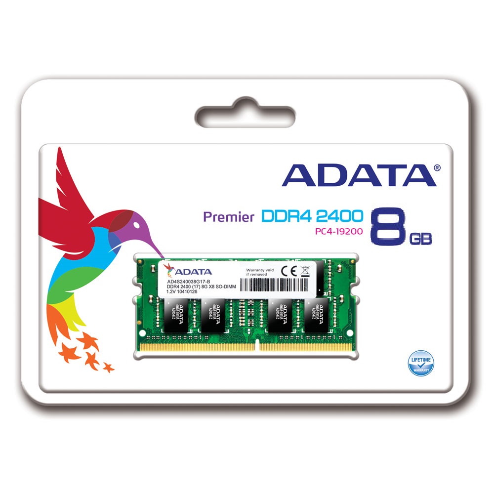 AD4S240038G17-S ADATA                                                        | MEMORIA ADATA DDR4 8GB 2400MHZ P/NOTEBOOK SODIMM 1024X8                                                                                                                                                                                                   