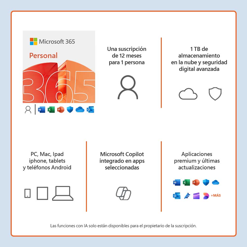 QQ2-00008 MICROSOFT                                                    | MICROSOFT OFFICE 365 PERSONAL LICENCIA 1 AÑO DIGITAL                                                                                                                                                                                                      